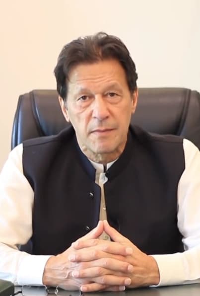 Portrait of former Pakistani Prime Minister Imran Khan.