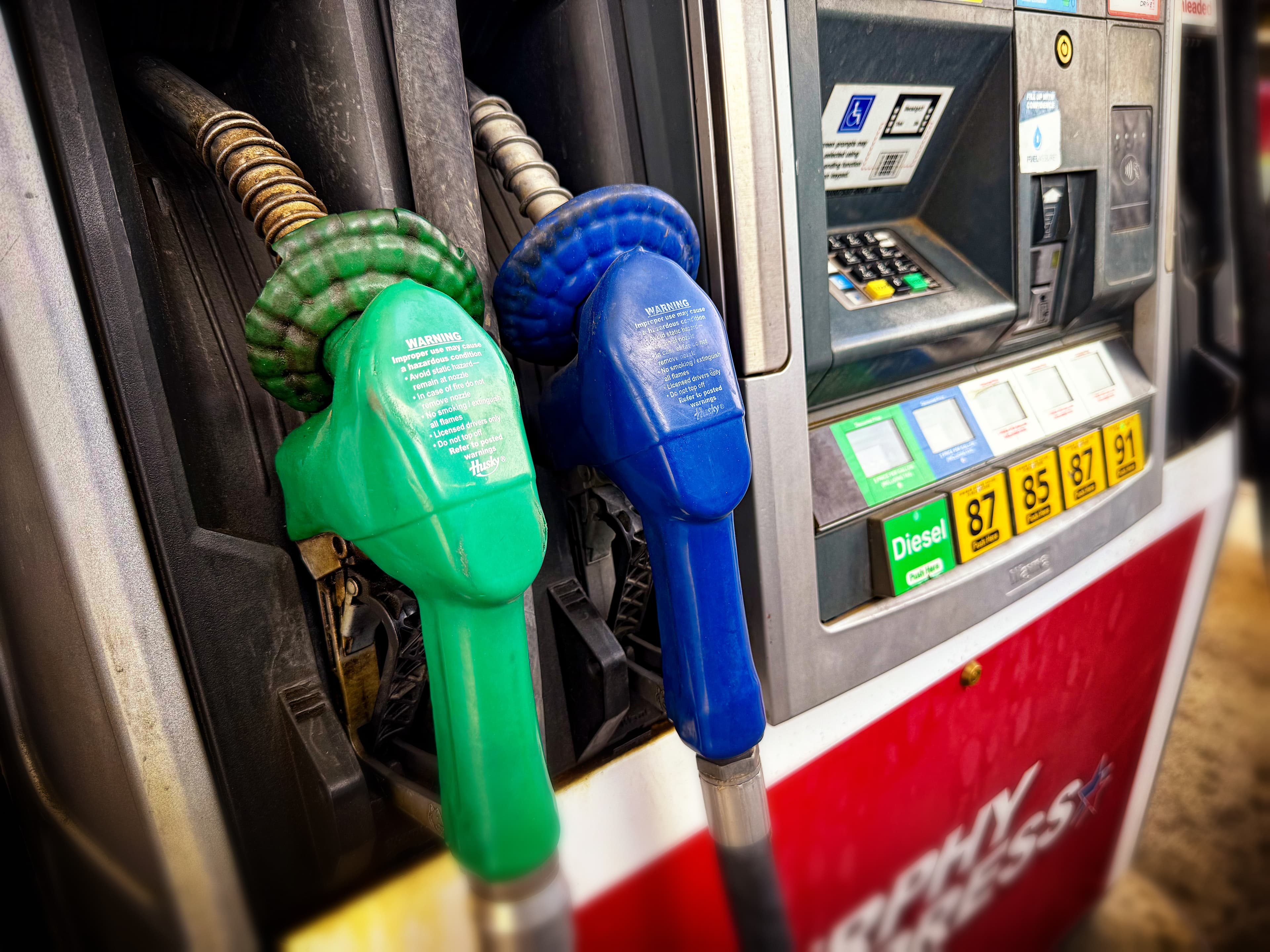 Diesel fuel pump at a gas station