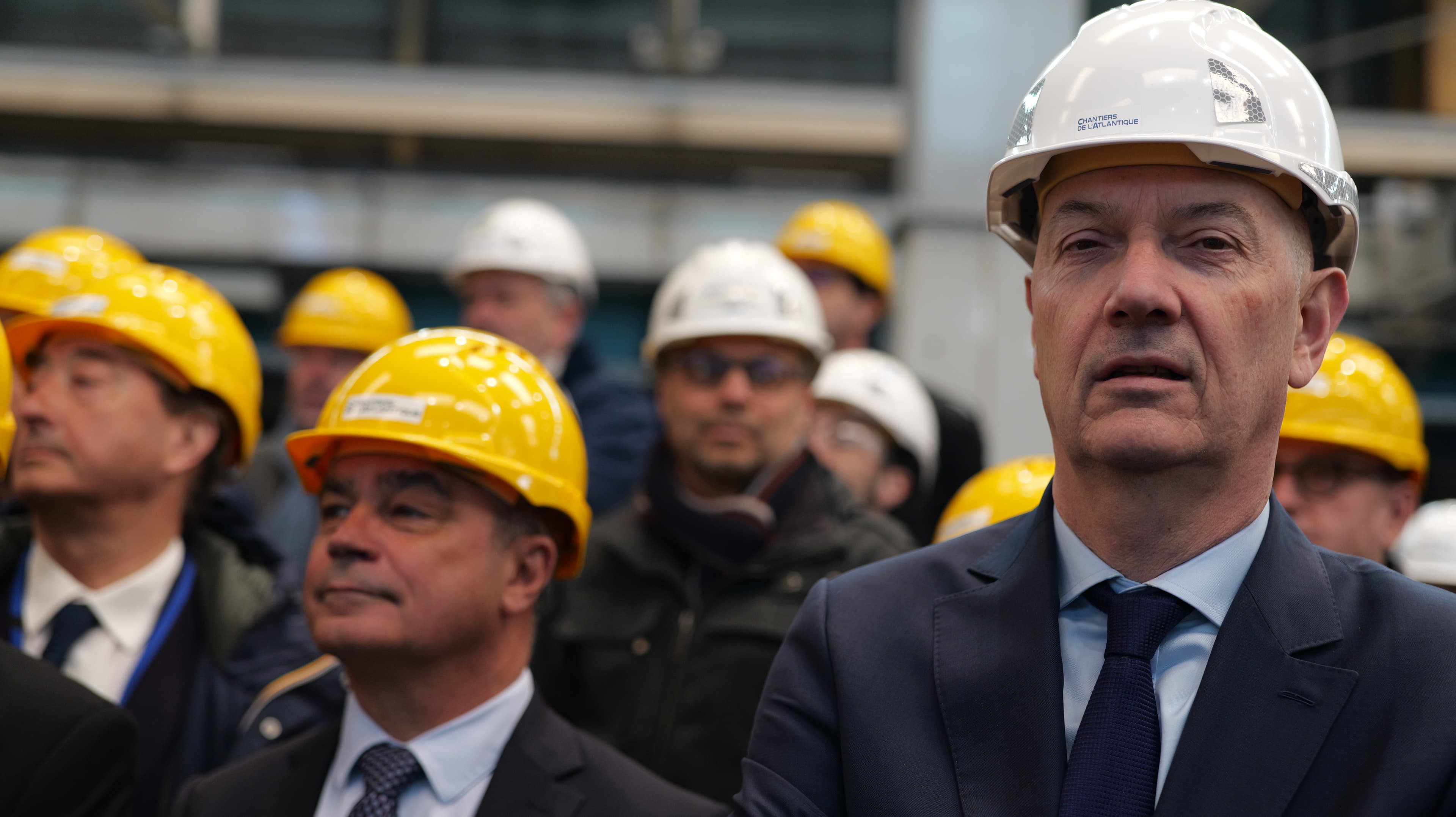 French politician Roland Lescure photographed during a March 2024 industrial visit in Saint-Nazaire