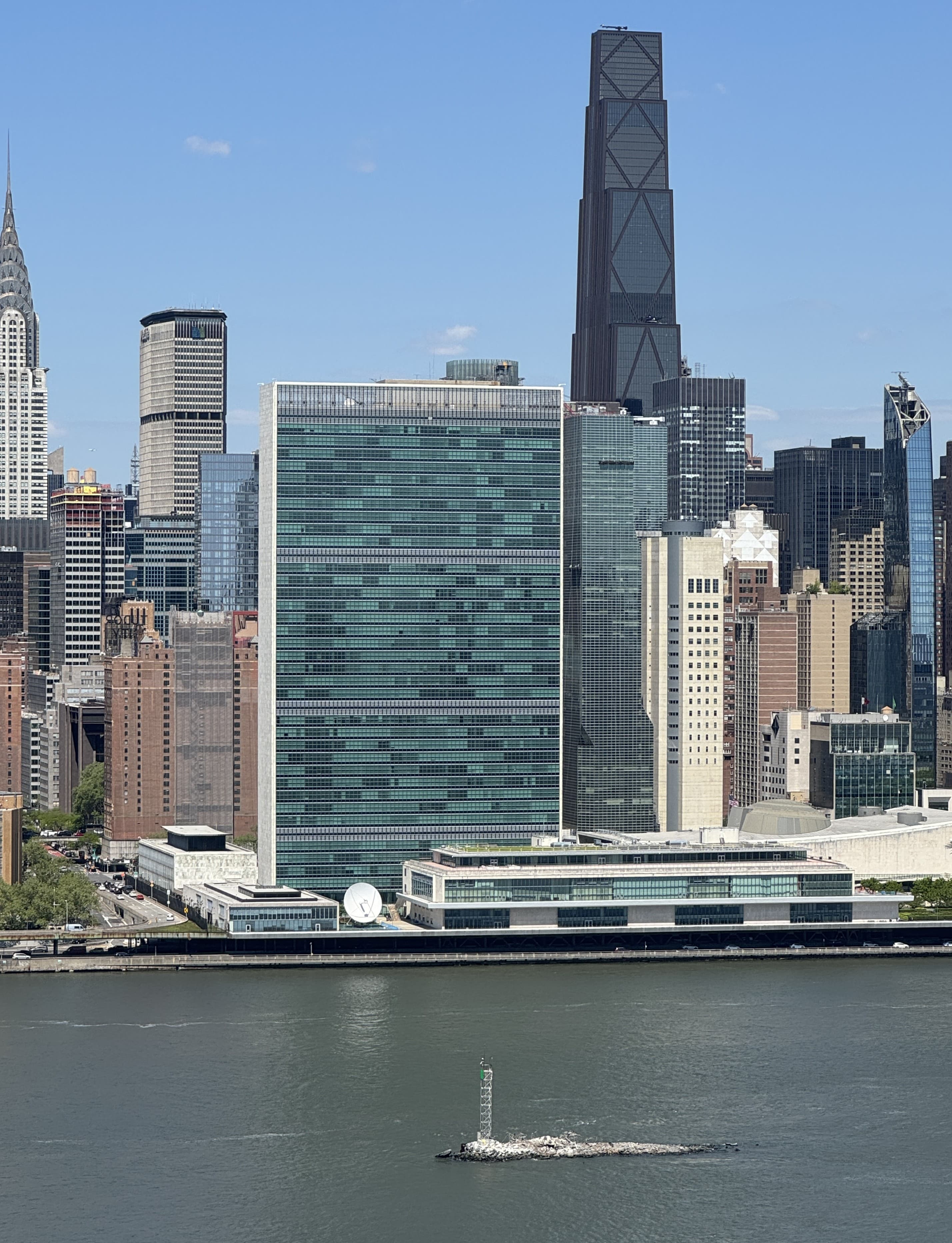 United Nations Headquarters in New York seen from Long Island City in May 2026