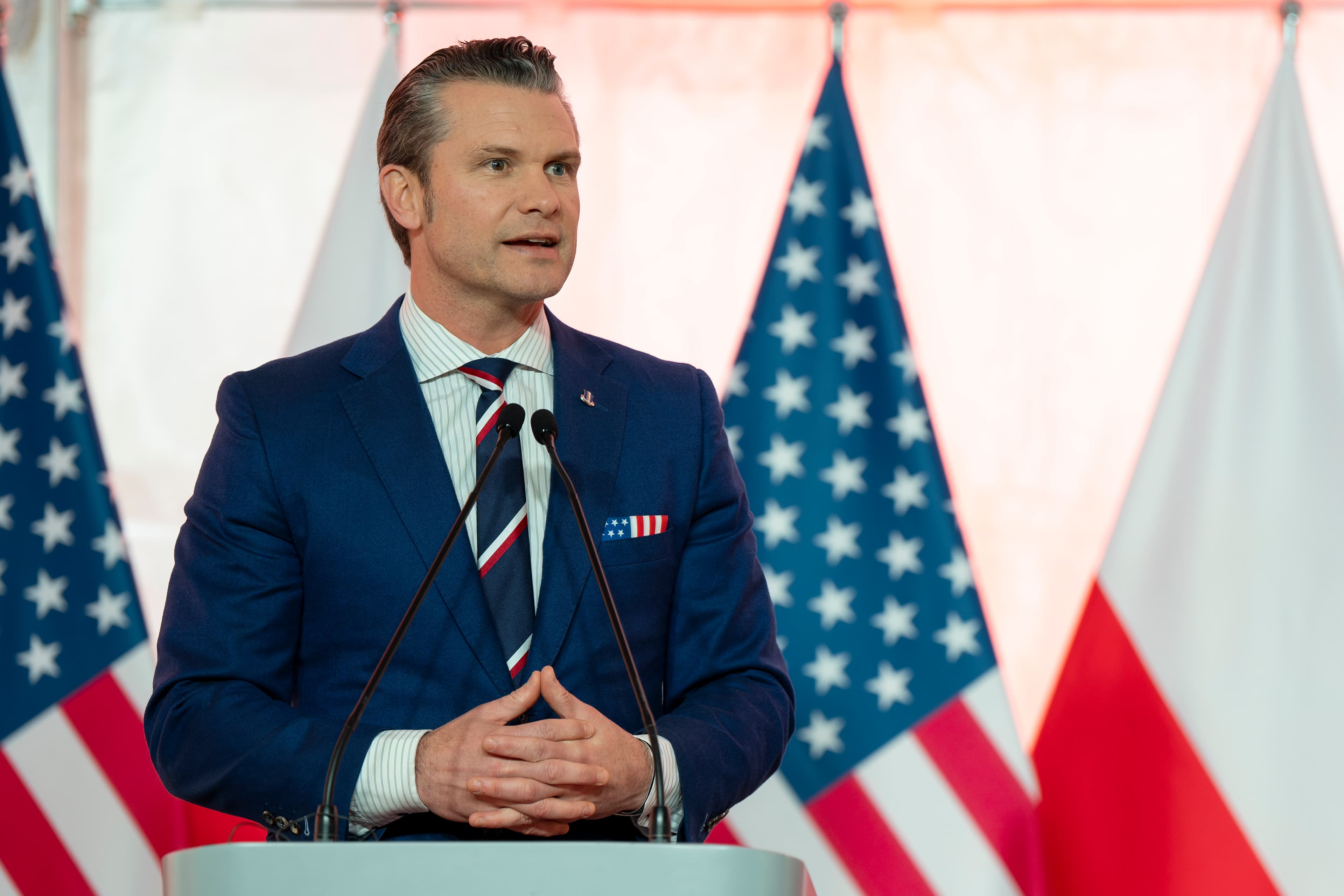 Polish defence minister Władysław Kosiniak-Kamysz at a Warsaw defence press conference