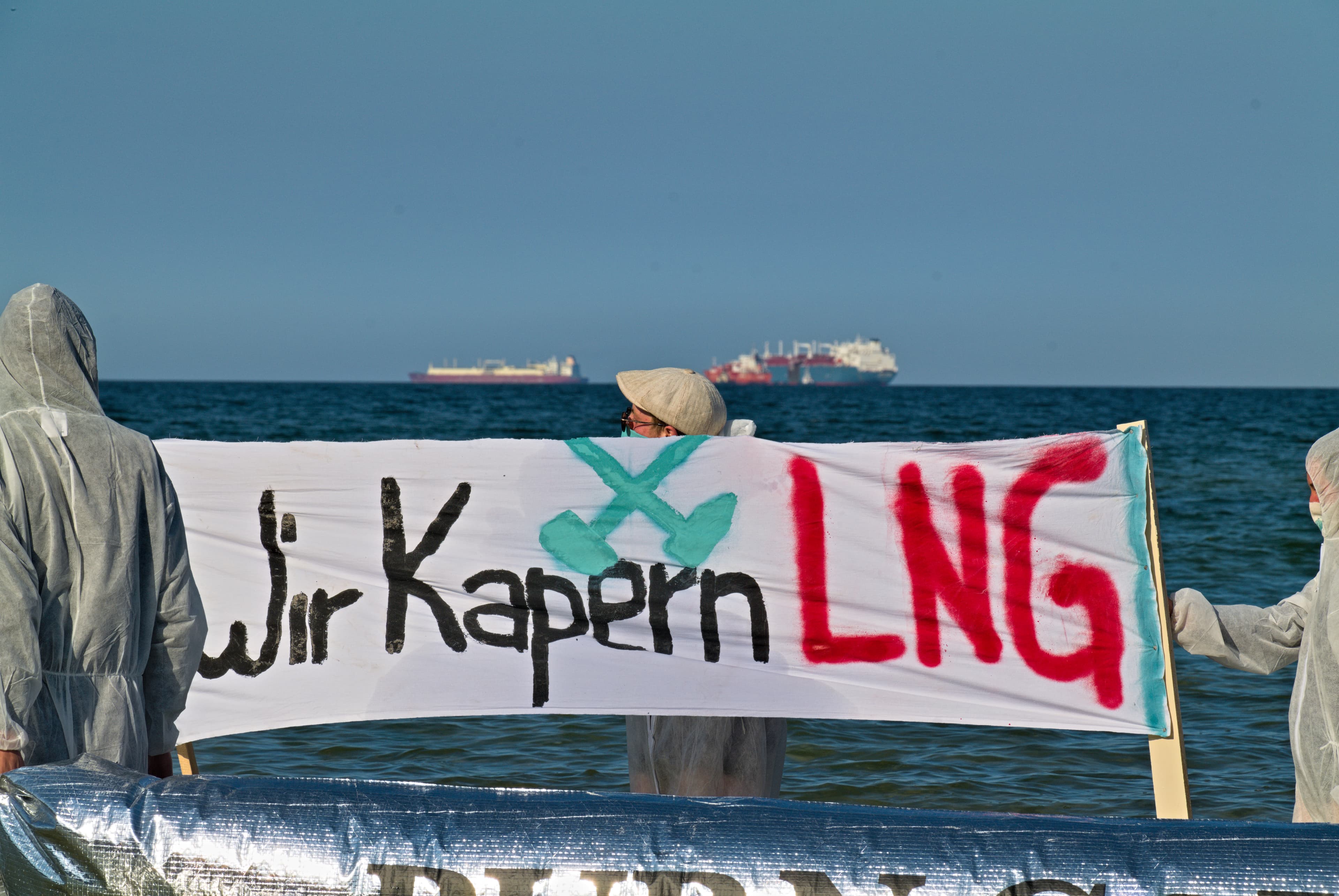 LNG tanker off the Baltic coast near Sellin, Rügen, Germany