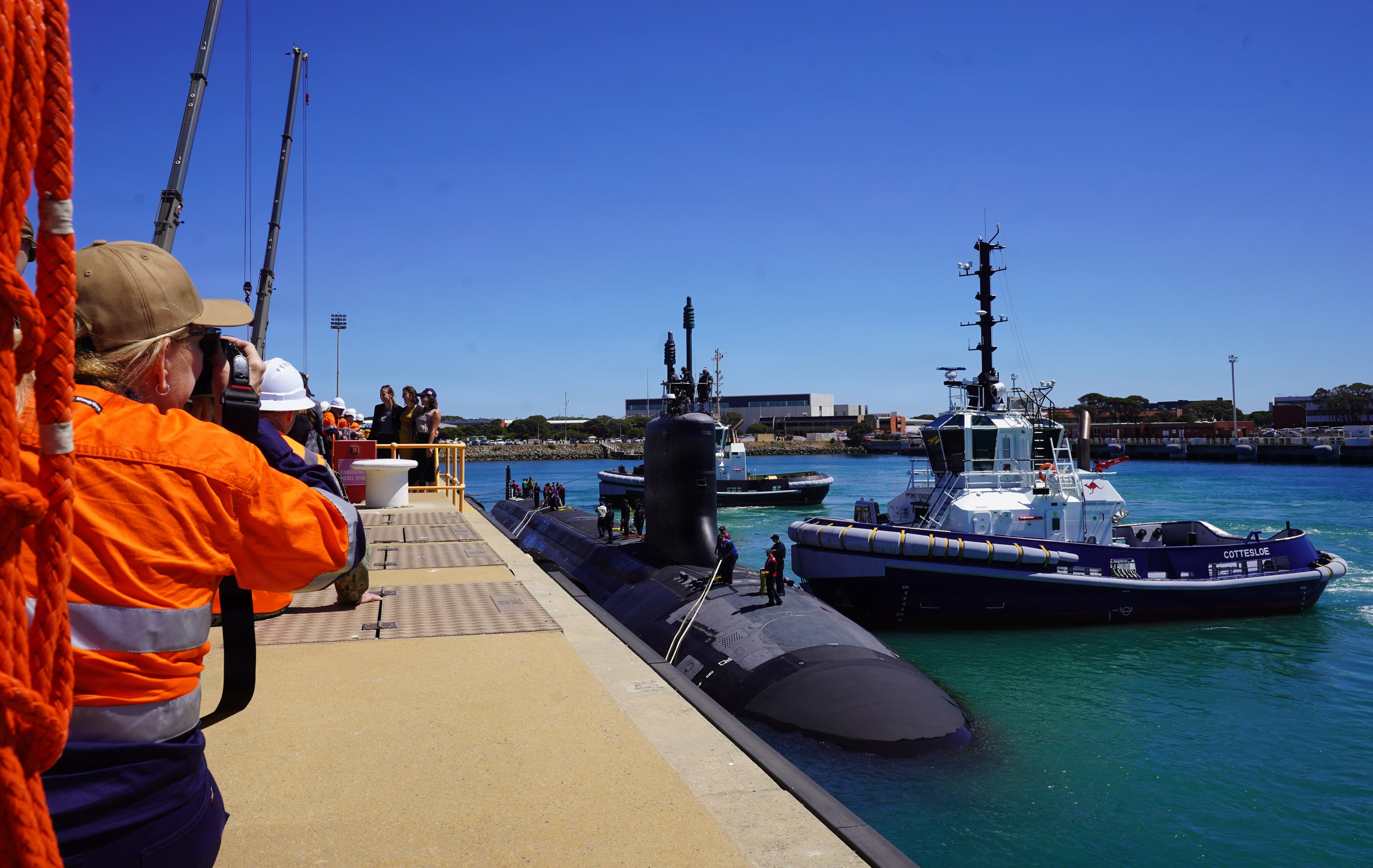 USS Colorado arriving at HMAS Stirling in Western Australia for an October 2026 AUKUS maintenance period