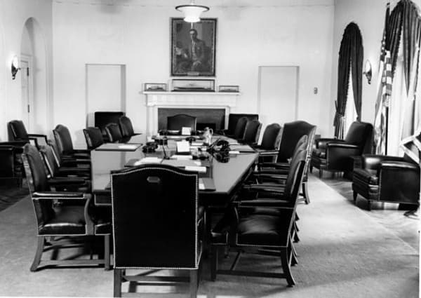 White House Cabinet Room during the Truman administration, archival photograph