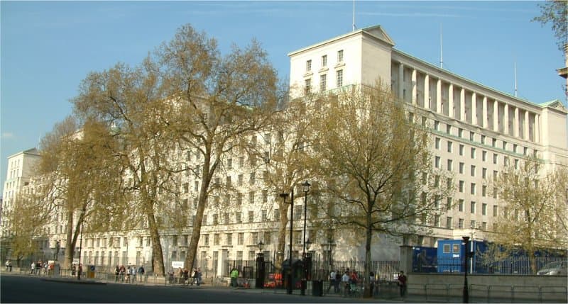 Ministry of Defence main building in Whitehall, London