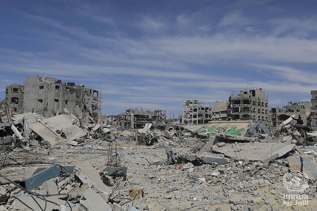 Destruction in the Gaza Strip after Israeli bombing