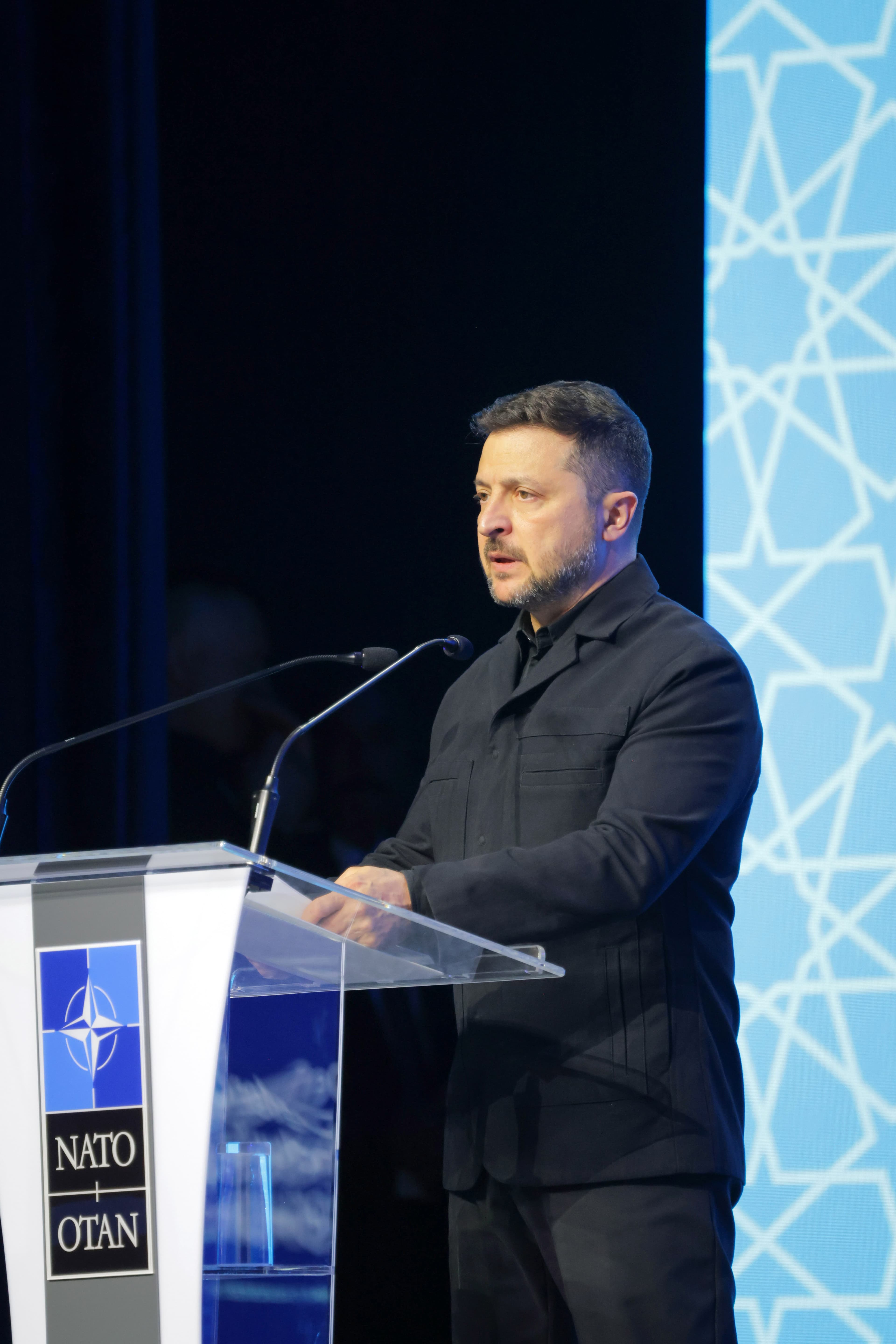 Volodymyr Zelenskyy speaks during the 2026 NATO Summit in Ankara.