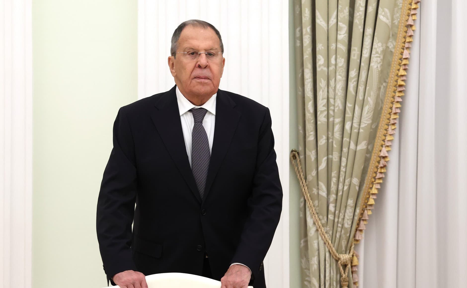 Russian Foreign Minister Sergey Lavrov before a diplomatic meeting in 2025