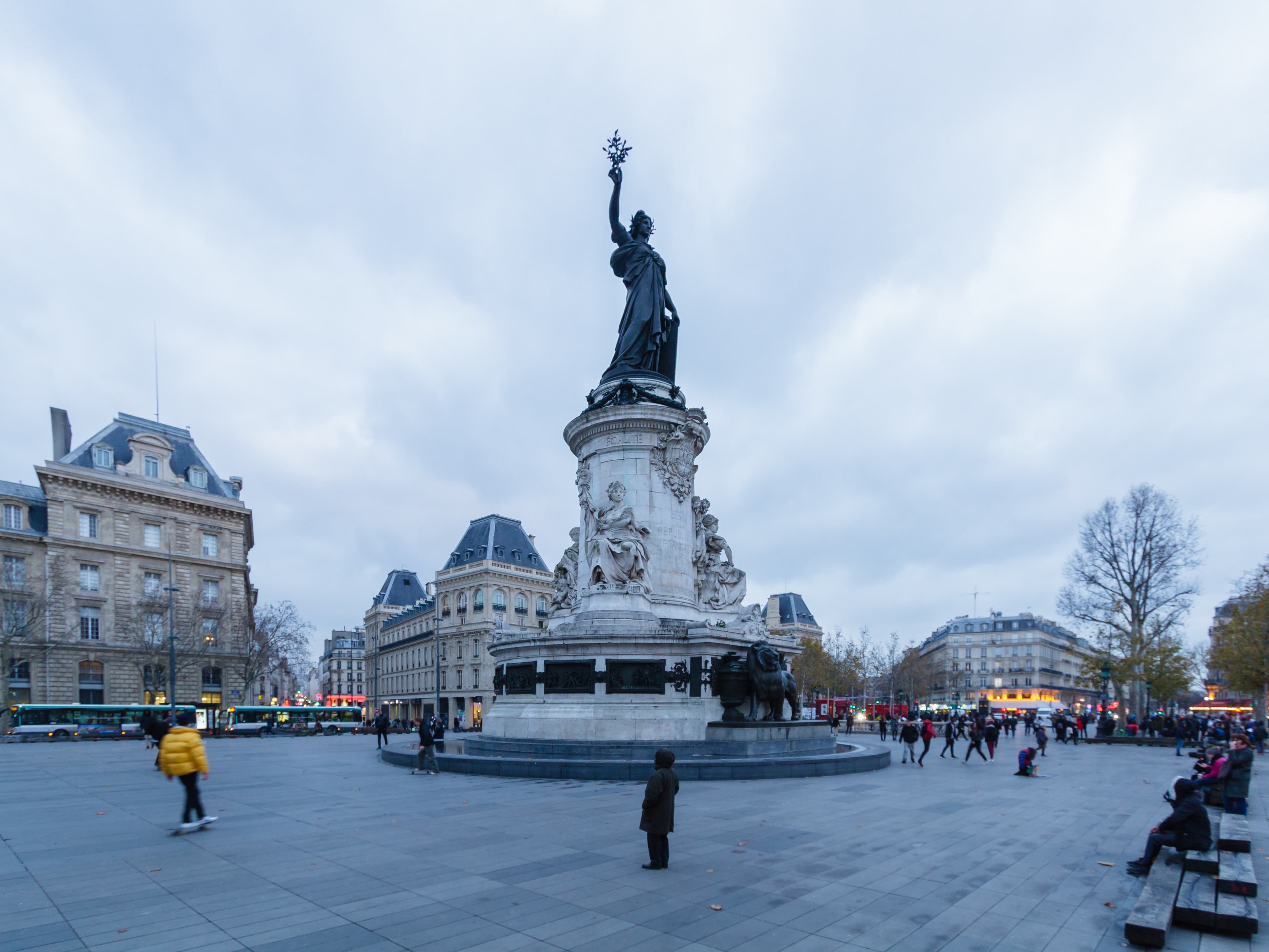 Place de la République, Paris, photographed in December 2017; archival illustration